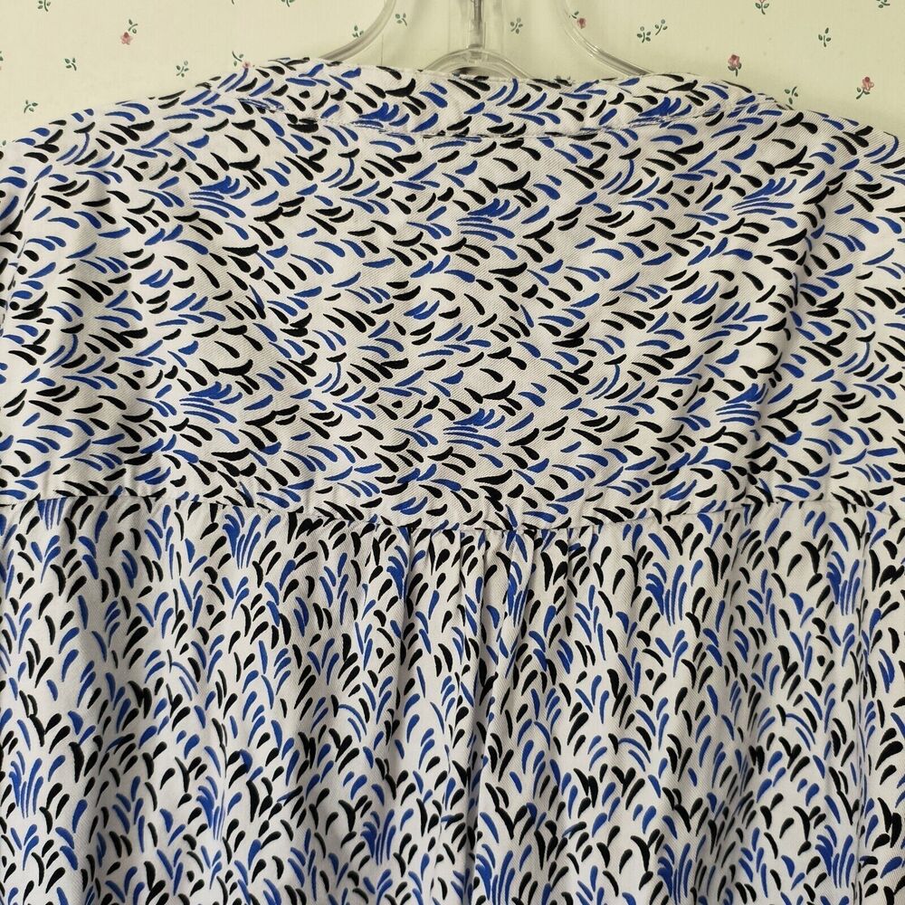 Lane Bryant Peasant Top Women 18/20 Black Blue White Print V Neck High Low Tunic - Picture 8 of 14